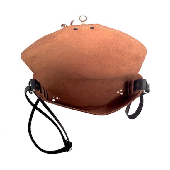 Curtis Blake Side Threaded Leather Crossbody Purse - Chocolate/Black - Picture 4 of 6